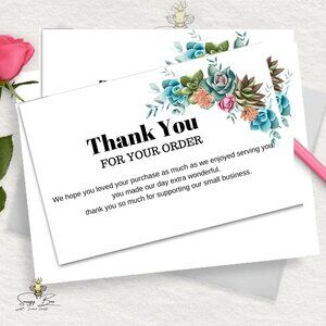 Succulent Insert Packaging Small Business Thank You Cards for Small Business